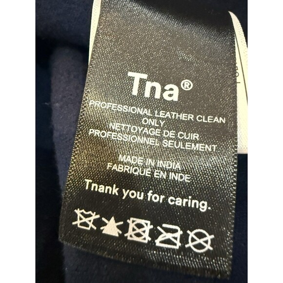 TNA Aritzia Wool & Leather Varsity Jacket – Women’s Size Small – Navy Blue - Picture 6 of 11